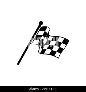 Icône drapeau de course à carreaux. Lancement de drapeau auto et moto Racing. Signe de victoire de la compétition de voiture de sport Illustration de Vecteur