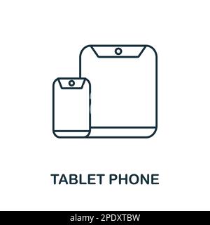 Icône de la ligne téléphonique de la tablette. Icône de ligne de sortie simple monochrome pour les modèles, la conception Web et les infographies Illustration de Vecteur