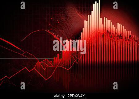 Un graphique rouge tendance à la baisse, indiquant une baisse des performances financières et des pertes potentielles Banque D'Images