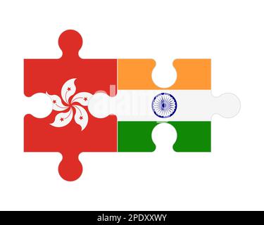 Puzzle connecté des drapeaux de Hong Kong et de l'Inde, vecteur Illustration de Vecteur