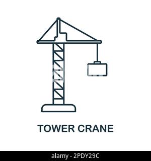 Icône de ligne de levage de rampe. Elément simple de la collection construction. Icône de contour Creative Boom Lift pour la conception Web, les modèles, les infographies et plus encore Illustration de Vecteur