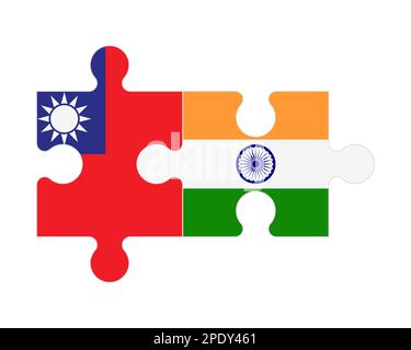 Puzzle connecté des drapeaux de Taiwan et de l'Inde, vecteur Illustration de Vecteur