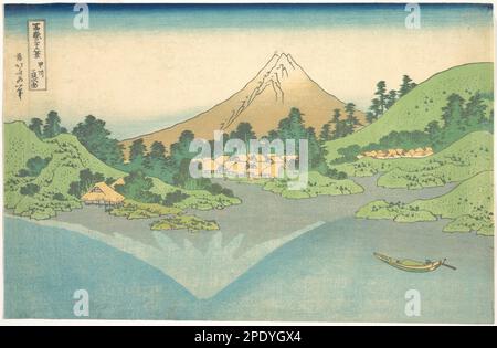 Réflexion dans le lac de Misaka dans la province de Kai (Kōshū Misaka suimen), de la série trente-six vues du Mont Fuji (Fugaku sanjūrokkei ca. 1830–32 par Katsushika Hokusai Banque D'Images