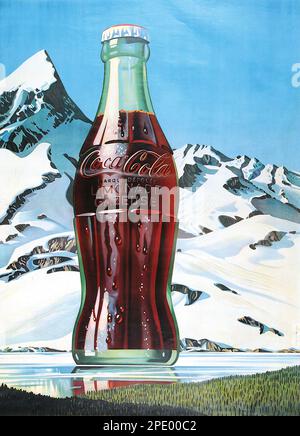 Affiche de bouteille Coca Cola Classique vintage - Suisse - c1940 Banque D'Images