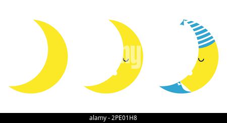 ensemble d'icônes de lune en veille sur fond blanc. Illustration vectorielle Illustration de Vecteur