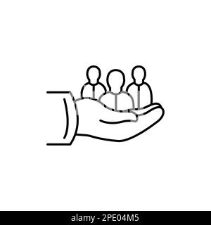 Icône du service client, aide sociale, service client ou de support de fidélisation, protection et sécurité des personnes, symbole de ligne fine sur fond blanc - modifiable St Illustration de Vecteur