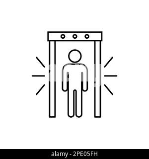 Homme traversant l'icône de la ligne de seuil du détecteur de métal. Illustration de Vecteur