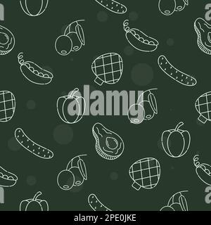 Légumes verts, motif monochrome foncé sans couture Illustration de Vecteur