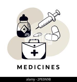 Clipart d'articles médicaux, d'image et de texte Illustration de Vecteur