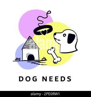 Composition des éléments de chien et texte court Illustration de Vecteur