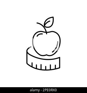 Apple fruit avec des icônes de ruban de mesure symbolisent des éléments vectoriels pour l'infographie Web Illustration de Vecteur