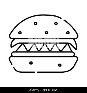 Illustration de la ligne vectorielle noire et blanche de Burger Illustration de Vecteur