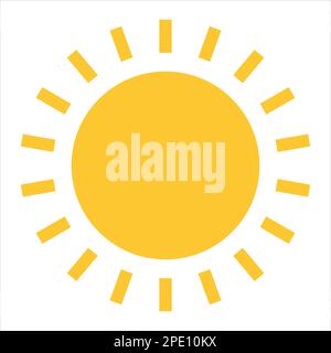 Soleil, icône de couleur jaune soleil chaud, style plat été ciel objet conception vectorielle. Lumière du soleil, nature, symbole d'illustration isolé sur fond blanc. Illustration de Vecteur