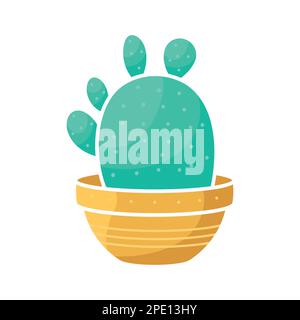 Un cactus inhabituel dans un pot. Plante intérieure dans un pot. Illustration plate minimaliste simple pour la conception d'autocollants, l'emballage de graines, le logo de fleuriste. Beautif Illustration de Vecteur