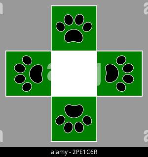 Croix verte vétérinaire avec imprimé animal. Illustration de Vecteur