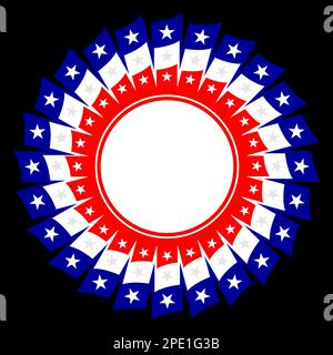 Cadre rond ou logo avec symboles drapeau américain et espace vide pour le texte. Illustration de Vecteur
