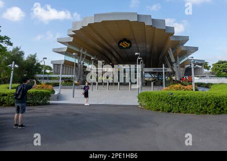 Jardins près de la station de MRT Bay, Singapour Banque D'Images