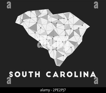 Caroline du Sud - carte du réseau de communication de l'état américain. Design géométrique tendance de Caroline du Sud sur fond sombre. Illustration de Vecteur