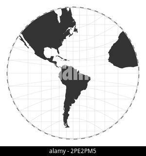 Carte du monde vectoriel. Projection Gnomonic. Carte géographique du monde Uni avec lignes de latitude et de longitude. Centré sur la longitude 60deg E. Vecteur illustrat Illustration de Vecteur