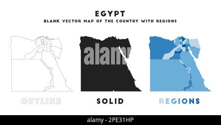 Carte de l'Égypte. Frontières de l'Égypte pour votre infographie. Forme vectorielle du pays. Illustration vectorielle. Illustration de Vecteur
