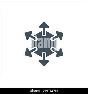 Icône de répartition des flèches vers l'extérieur. étendre le symbole métier. schéma de propagation. Illustration vectorielle isolée sur blanc Illustration de Vecteur