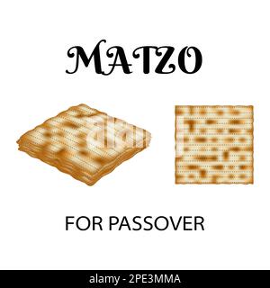 Pain matzo, un symbole important du jour juif de la Pâque, représentant la hâte et l'exode des Israélites d'Égypte. Pain sans levain d Illustration de Vecteur