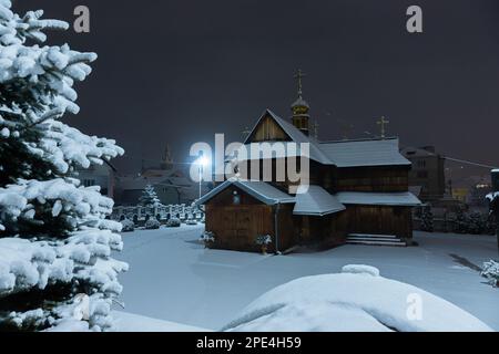 Église en bois de l'Assomption à Chortkiv, Ukraine. Banque D'Images