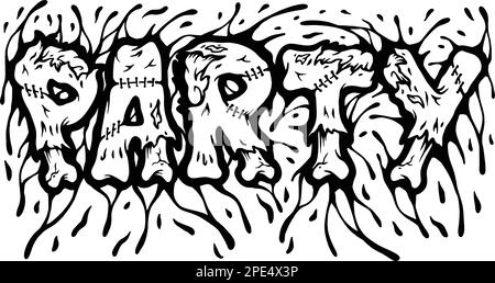 Zombie Bone texte lettering Word silhouette vector illustrations pour votre travail logo, t-shirt de marchandises, autocollants et dessins d'étiquettes, poster, gre Illustration de Vecteur