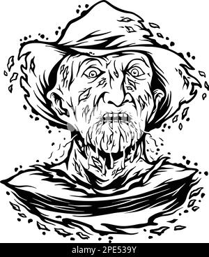 Effrayant freddy zombie face Bloody fondu vector illustrations pour votre logo de travail, t-shirt de marchandise, autocollants et dessins d'étiquettes, affiche, gee Illustration de Vecteur