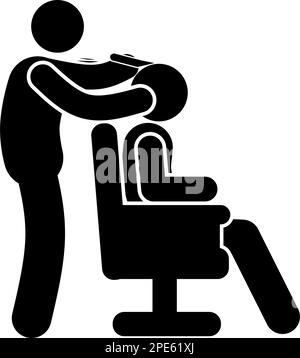 Icône homme en chaise de coiffure. Illustration simple de l'homme en chaise de coiffure vecteur icône pour le web Illustration de Vecteur