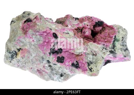 Cobalt calcite de RD Congo isolé sur fond blanc Banque D'Images