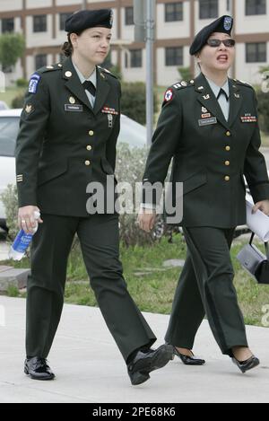 Spc. Sabrina D. Harman, right, and her attorney Capt. Patsy Takemura ...