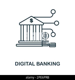 Icône de ligne de banque numérique. Icône monochrome simple de présentation de la banque numérique pour les modèles, la conception de sites Web et les infographies Illustration de Vecteur