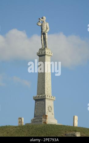 Monument surplombant le champ de bataille historique de la guerre des Indiens américains des grandes Plaines, site historique de l'État de Whitestone Hill, comté de Dickey, Dakota du Nord (U.) S. Banque D'Images