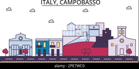 Italie, Campobasso sites touristiques, vecteur ville voyage illustration Illustration de Vecteur