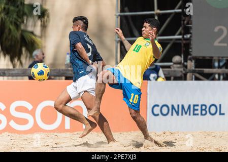 Rosario, Argentine. 15th mars 2023. ROSÁRIO, SF - 15.03.2023: COPA AMÉRICA DE FUTEBOL DE AREIA - Luis Braga (BRA), pendant le match entre le Brésil et l'Equateur dans le match de football de plage de Copa America à Rosario, en Argentine. (Photo: Sporeo/Fotoarena) crédit: Foto Arena LTDA/Alay Live News Banque D'Images