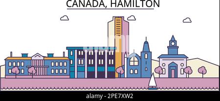 Canada, Hamilton sites touristiques, vecteur ville Voyage illustration Illustration de Vecteur