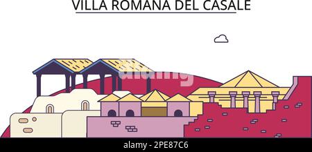 Italie, Villa Romana Del Casale sites touristiques, vecteur ville Voyage illustration Illustration de Vecteur