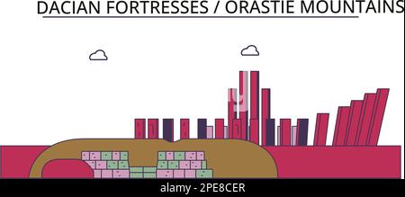 Roumanie, forteresses de Dacian, Orastie montagnes sites touristiques, vecteur ville Voyage illustration Illustration de Vecteur