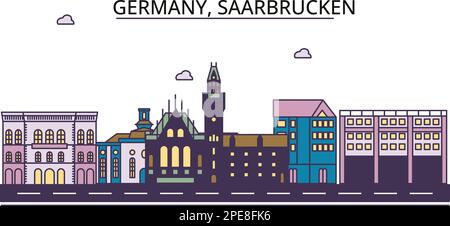 Allemagne, Saarbrucken sites touristiques, vecteur ville voyage illustration Illustration de Vecteur