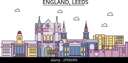 Royaume-Uni, Leeds sites touristiques, vecteur ville voyage illustration Illustration de Vecteur