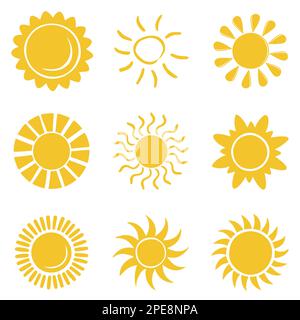 Icône Sun fixer clipart. Conception à plat vectorielle. Étoiles de la collection Sun à utiliser comme logo ou icône météo. Illustration de Vecteur