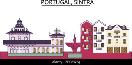 Portugal, sites touristiques de Sintra, illustration de voyage de ville vecteur Illustration de Vecteur