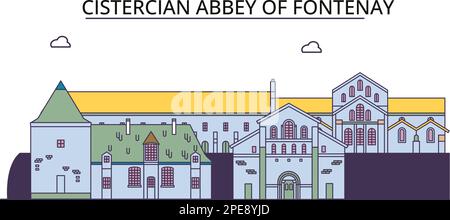 France, l'abbaye de Fontenay sites touristiques, vecteur ville voyage illustration Illustration de Vecteur