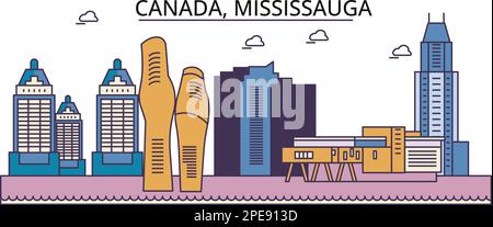 Canada, sites touristiques de Mississauga, illustration de voyages urbains vectoriels Illustration de Vecteur