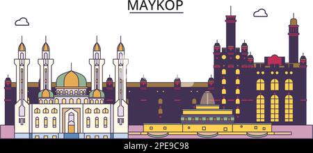 Russie, Maykop sites touristiques, vecteur ville voyage illustration Illustration de Vecteur