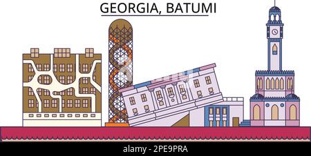 Géorgie, sites touristiques de Batumi, illustration de voyage de ville vecteur Illustration de Vecteur