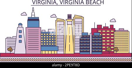 Etats-Unis, Virginia Beach sites touristiques, vecteur ville voyage illustration Illustration de Vecteur