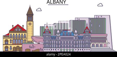 Etats-Unis, Albany sites touristiques, vecteur ville voyage illustration Illustration de Vecteur