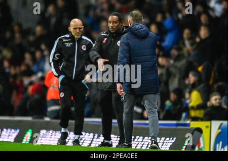 Blackburn, Royaume-Uni. 15th mars 2023. Gestionnaire de lecture Paul Ince et Blackburn Rovers Gestionnaire Jon Dahl Tomasson poignée de main après le match du championnat Sky Bet Blackburn Rovers vs Reading à Ewood Park, Blackburn, Royaume-Uni, 15th mars 2023 (photo de Ben Roberts/News Images) à Blackburn, Royaume-Uni le 3/15/2023. (Photo de Ben Roberts/News Images/Sipa USA) crédit: SIPA USA/Alay Live News Banque D'Images